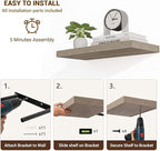Acovy 24 Inch Floating Shelves, 3D Textured Wood Grain, Wooden Shelves - Image 6