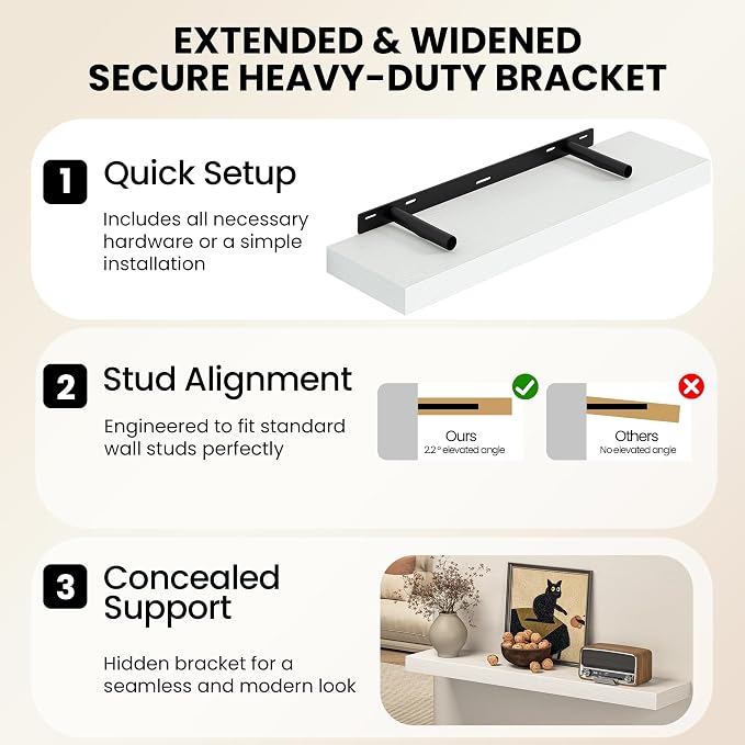 Fun Memories 55Inch Long Floating Shelves, 8 Inch Deep Shelves - Image 5