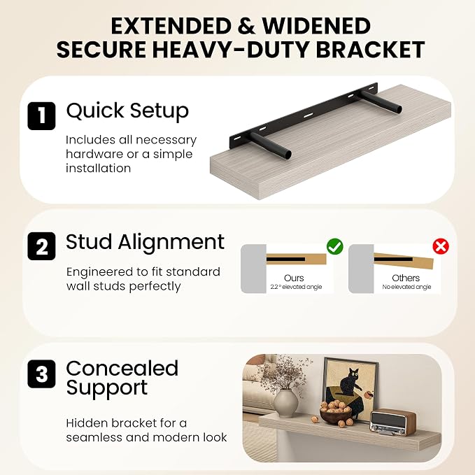 Fun Memories 60 Inch Fireplace Mantel Shelf, Deep Floating Shelves - Image 6