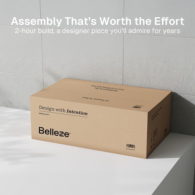 BELLEZE 3 Tier Bookshelf with Double-Arc Door - Image 7