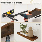 Fun Memories Floating Shelves for Wall, 72 Inch Long Set of 2 Rustic Wood Wall - Image 8