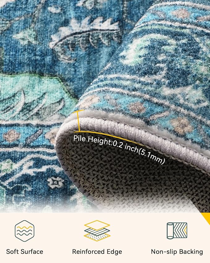RELEANY Area Rugs 2'x5' Runner Rug Non Slip Washable - Image 4