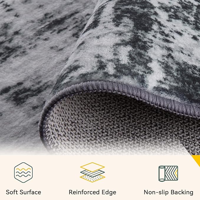 RELEANY Washable Area Rugs 3x7 Non-Slip Modern Abstract Soft - Image 3