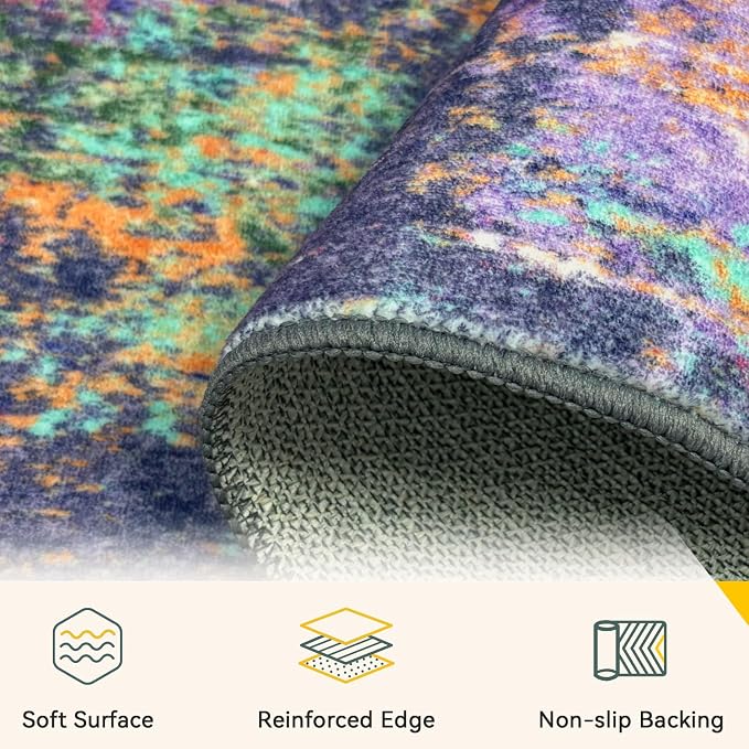 RELEANY Washable Area Rugs 4'x6' Non-Slip Modern Abstract Soft - Image 5