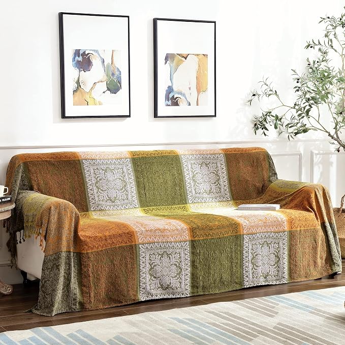 Boho Sofa Cover, Bohemian Throw Blanket Tassels Hippie Decor Covers Couch Chair - Image 4